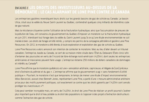 DROITS DES INVESTISSEURS AU-DESSUS DE LA DÉMOCRATIE  LONE PINE CONTRE LE CANADA